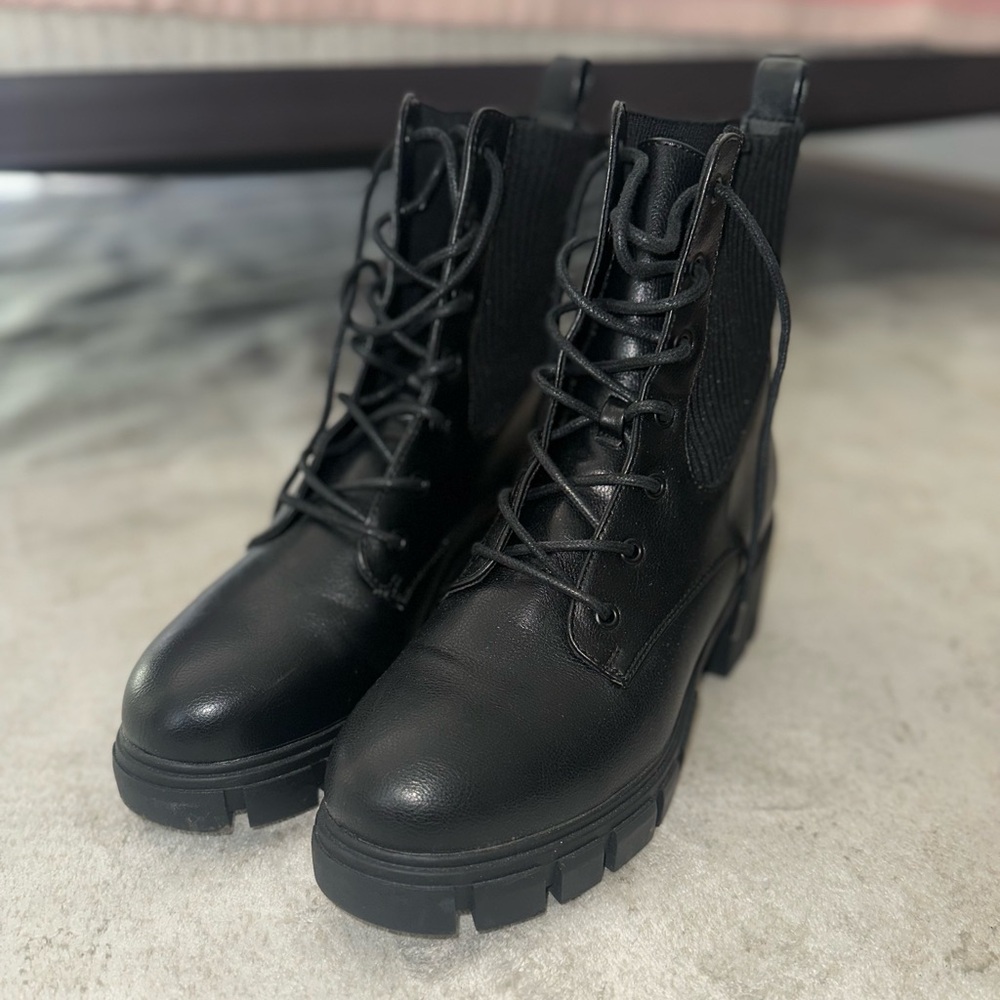Black Lace-Up Combat/Ankle Boots